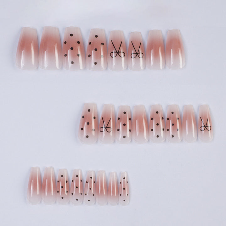 Artificial nails with modern dot design and elegant accents Bowlift