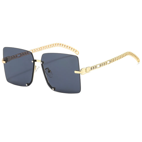 Women's fashionable sunglasses with luxurious chain arm and rectangular frame Bowlift