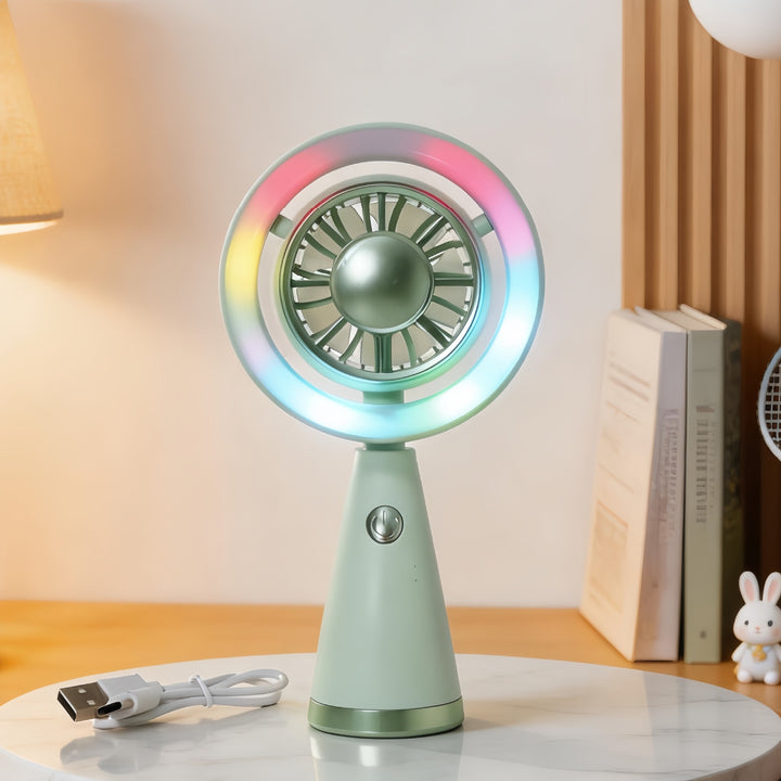 Women Portable Mini Air Fan with LED Lighting and Flexible Design Bowlift