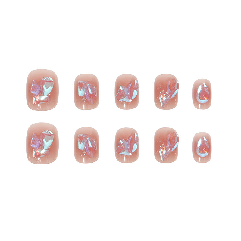 Elegant Crystal-Embellished Press-On Nail Set Bowlift