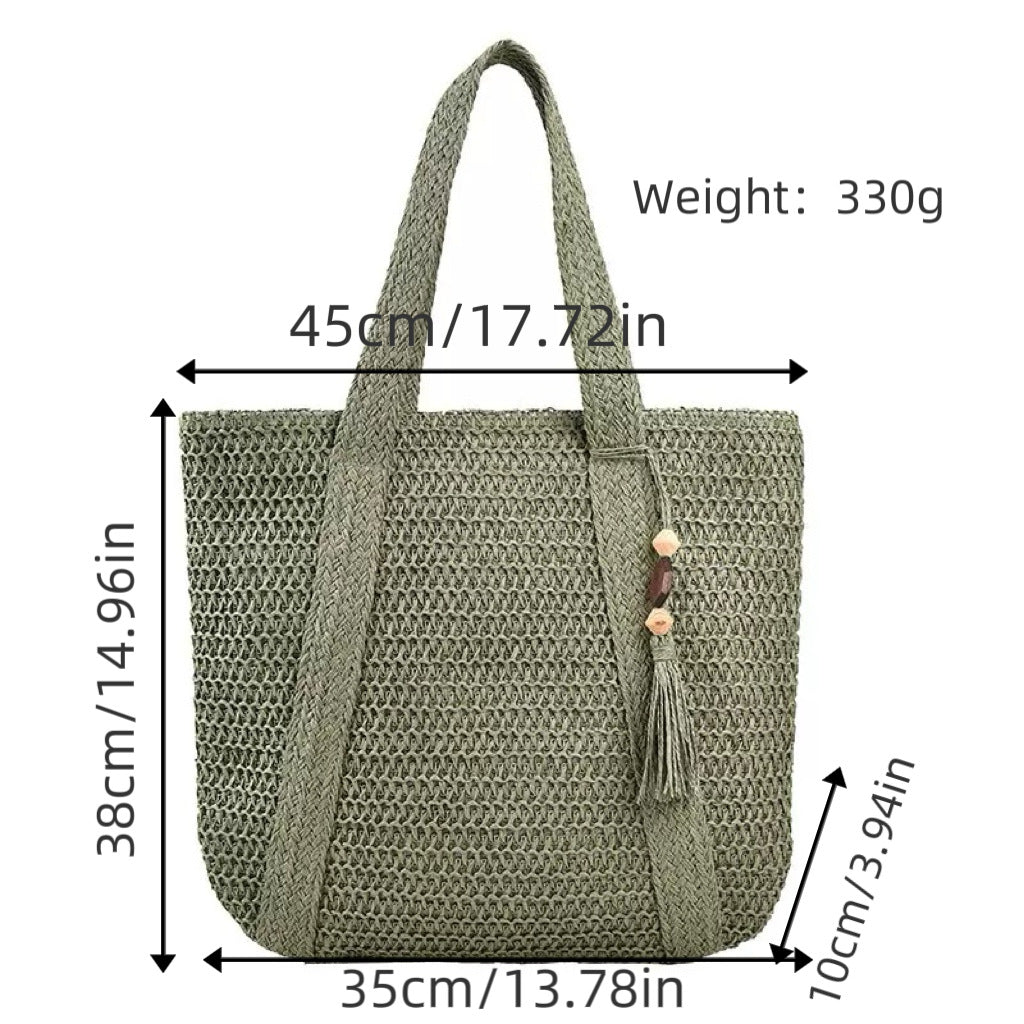 Braided beach bag with fringe detail Bowlift