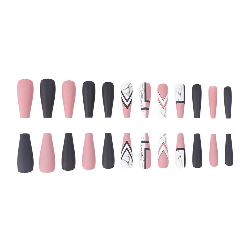 Artistic Long Stiletto Press-On Nails Set with Geometric Patterns Bowlift