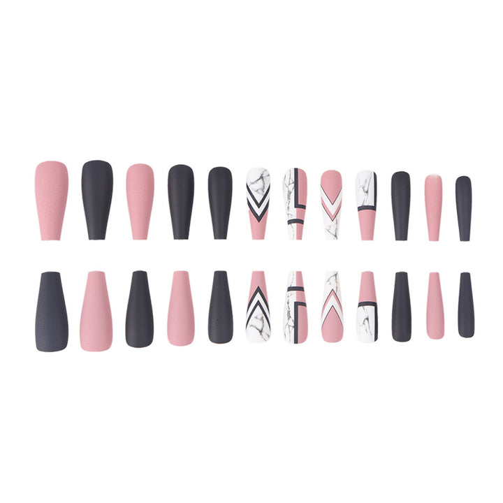 Artistic Long Stiletto Press-On Nails Set with Geometric Patterns Bowlift