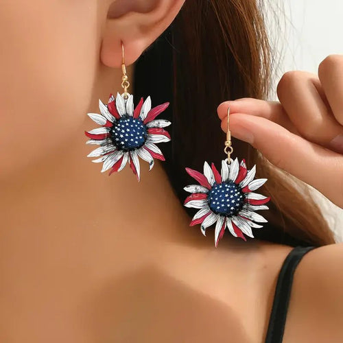 Women's nan handcrafted sunflower earrings with star center Bowlift