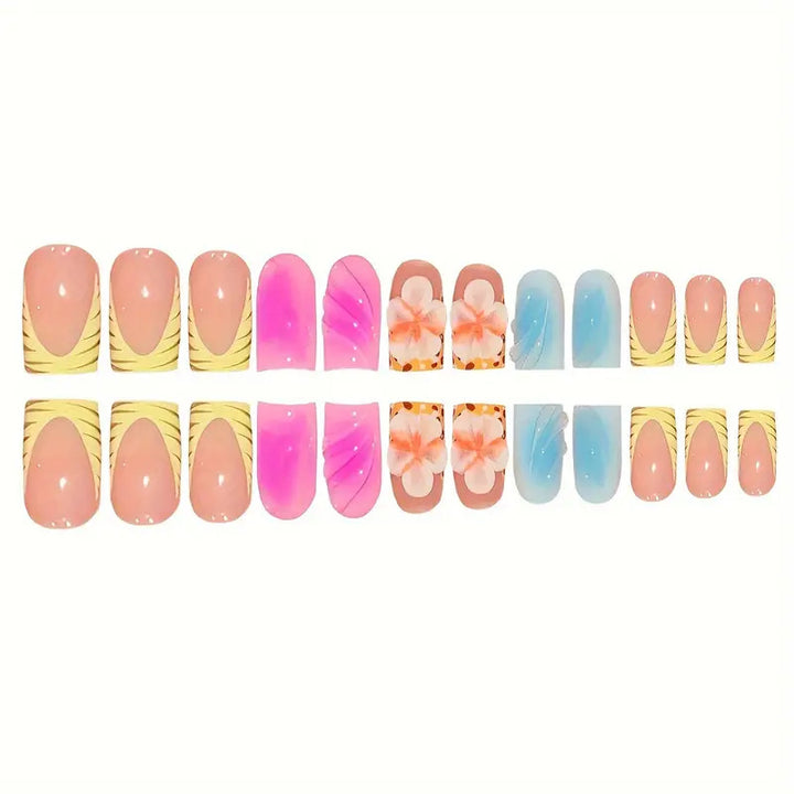 Tropical Floral Acrylic Nail Art Set Bowlift