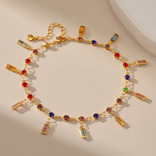 Colorful Gemstone Charm Anklet Bowlift