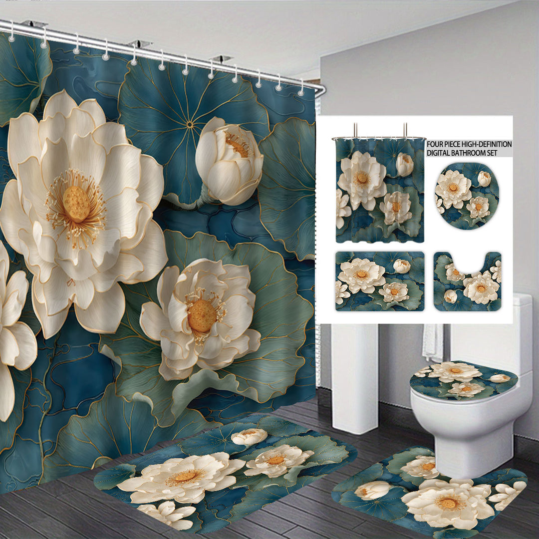 High-Definition Leopard-Themed Four-Piece Bathroom Set Bowlift