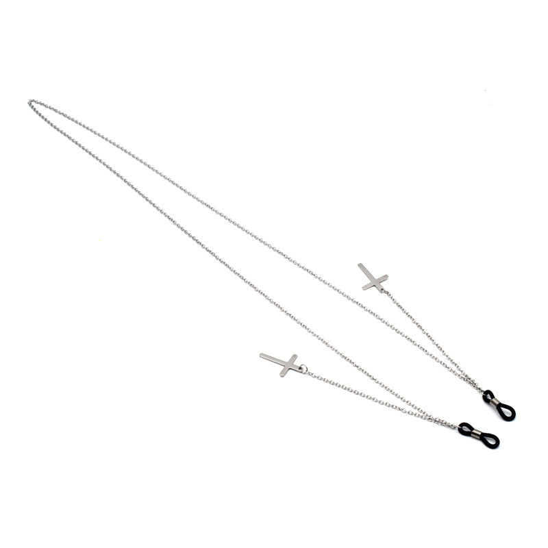 Trendy Metal Cross Eyewear Chain Bowlift