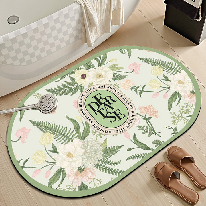 Floral Patterned Bath Mat Bowlift