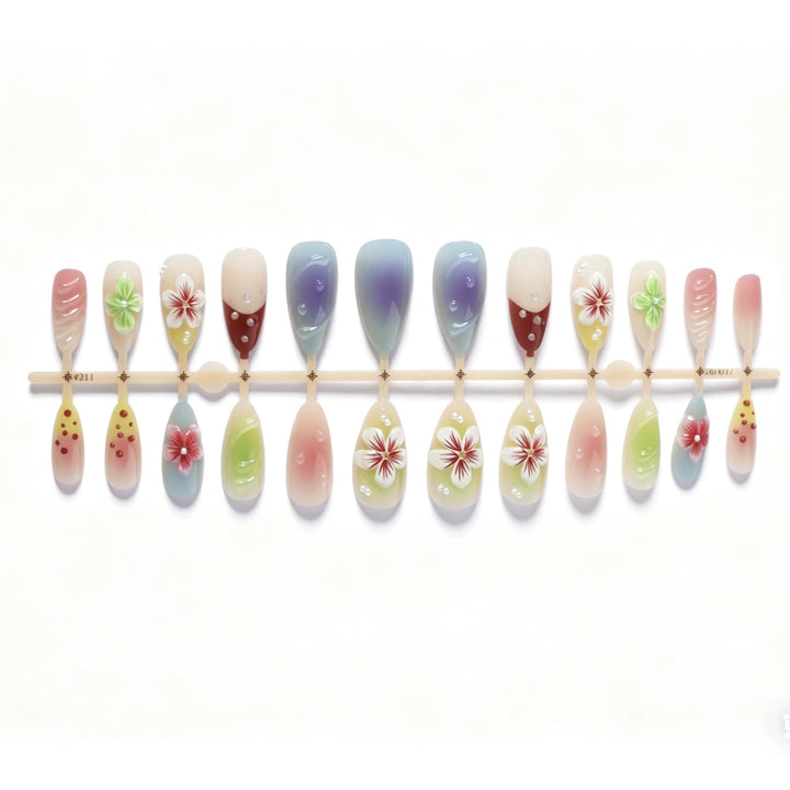 Artistic Floral Gradient Press-On Nail Set Bowlift