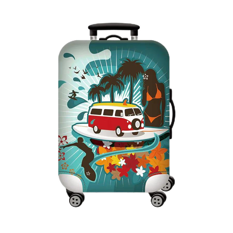 Unisex hard-shell cabin trolley with vintage travel illustration, 360° swivel wheels and telescopic handle Bowlift