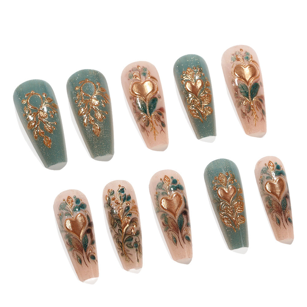 Artificial nails with floral design elements Bowlift