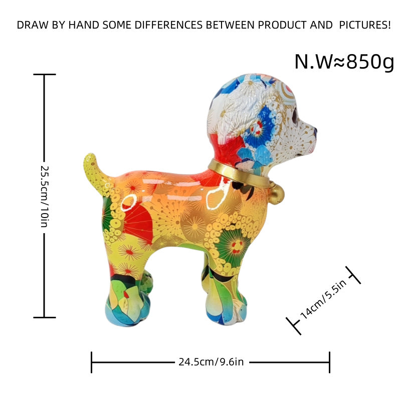 Artful dog sculpture with colorful design Bowlift
