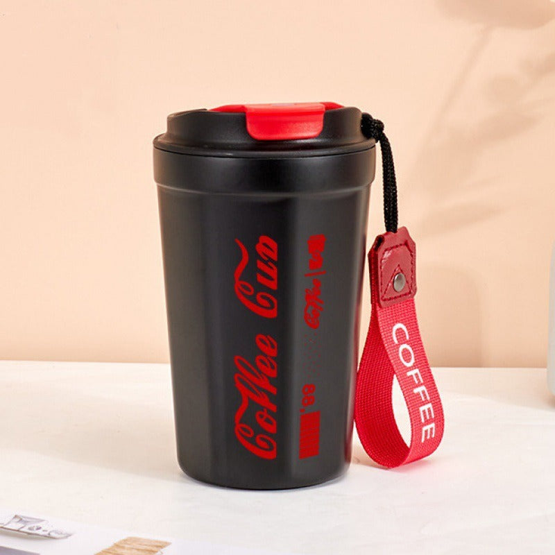 Women's insulated coffee cup with practical carrying device Bowlift