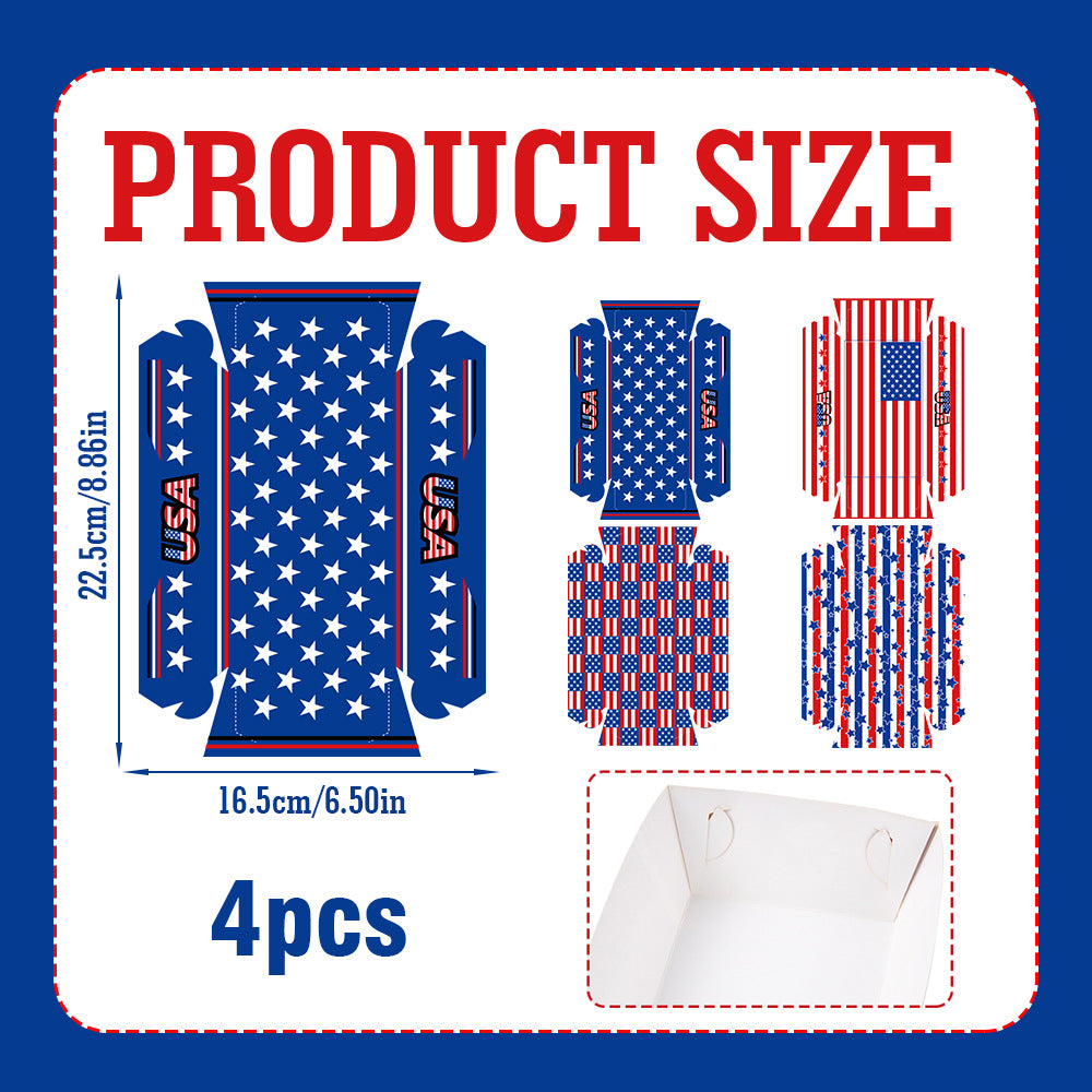 Unisex non-collapsible party snack boxes made of cardboard with patriotic stars and stripes pattern Bowlift