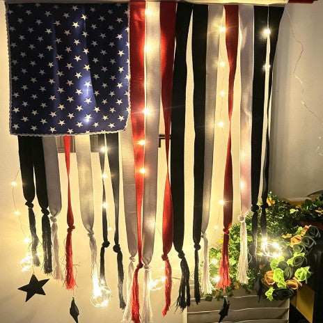 Unisex nan patriotic tasseled fabric wall hanging with star ornaments Bowlift