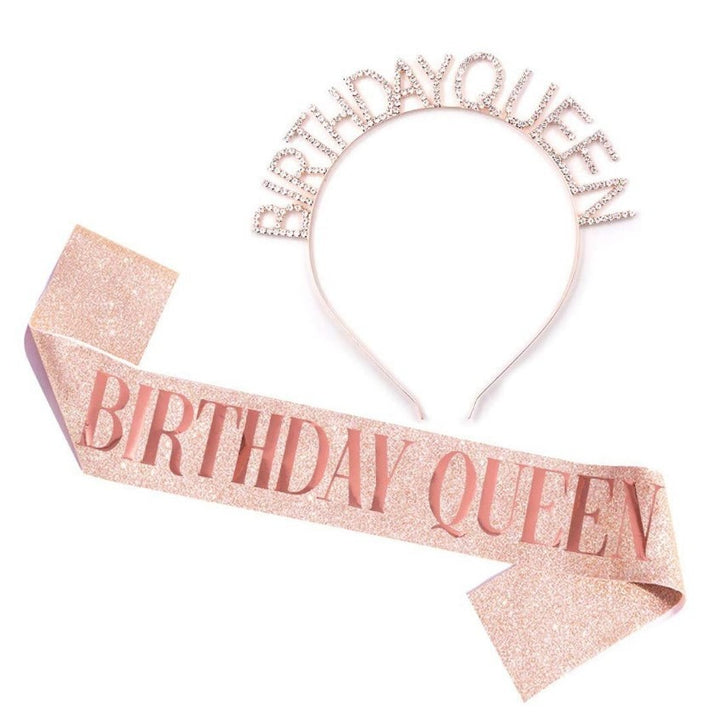 Ladies Glittering Birthday Crown with Festive Sash Bowlift