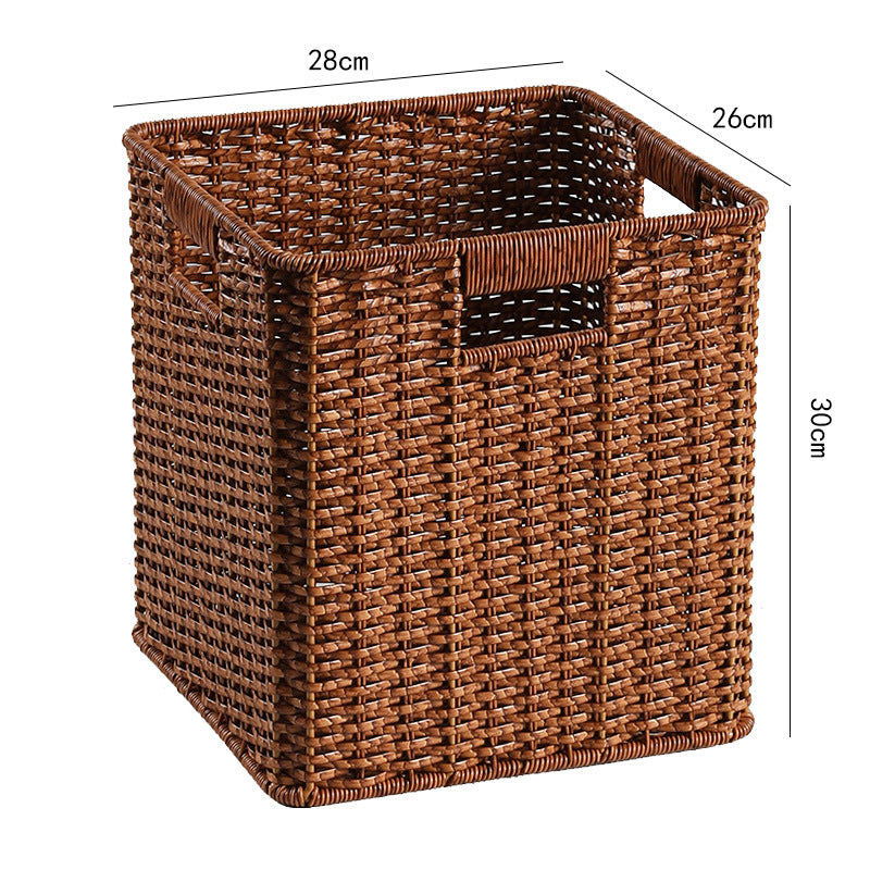 Large Woven Storage Bin with Ergonomic Cutout Handles Bowlift