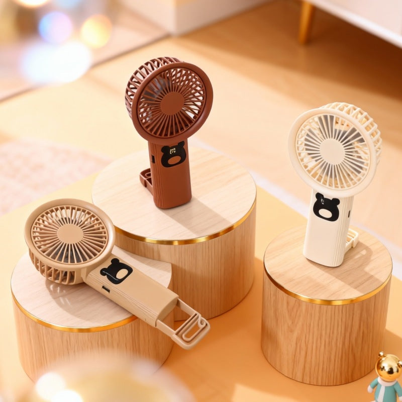 Ladies Portable Personal Fan with Animal Motif Bowlift