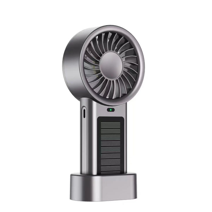 Unisex portable hand fan with solar panel, USB charging function and rechargeable battery Bowlift