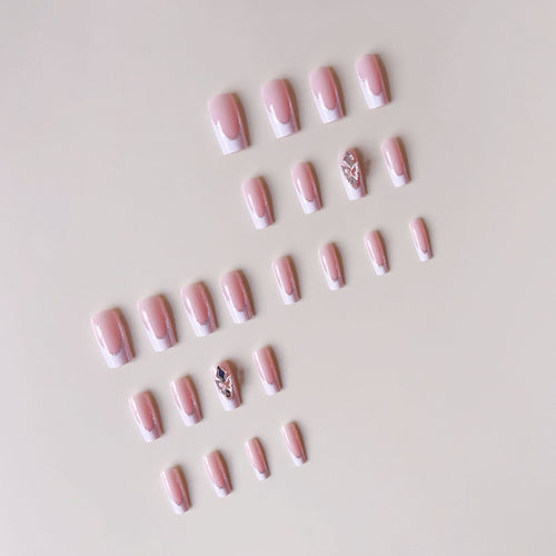 Acrylic nail set with elegant rhinestone and modern tip decorations Bowlift