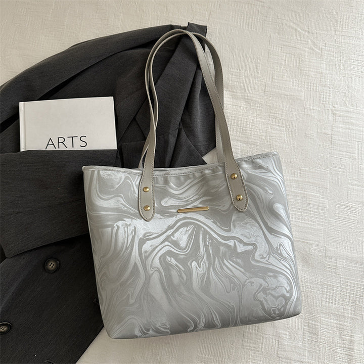 Stylish Marble Pattern Tote Bag Bowlift
