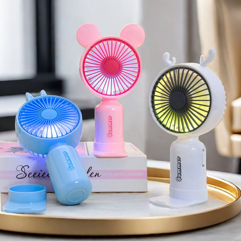 Women's Portable Hand Fan with Cute Ears Bowlift