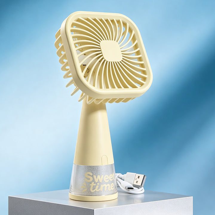 Ladies Portable Hand Fan with USB Charging Function and Flexible Tilt Mechanism Bowlift