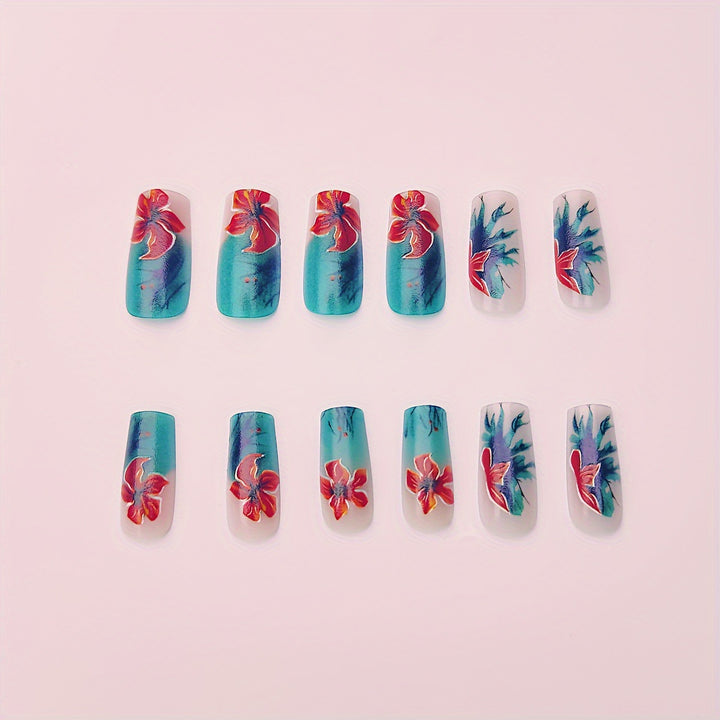 Creative Art Nails with Floral Hibiscus Design Bowlift