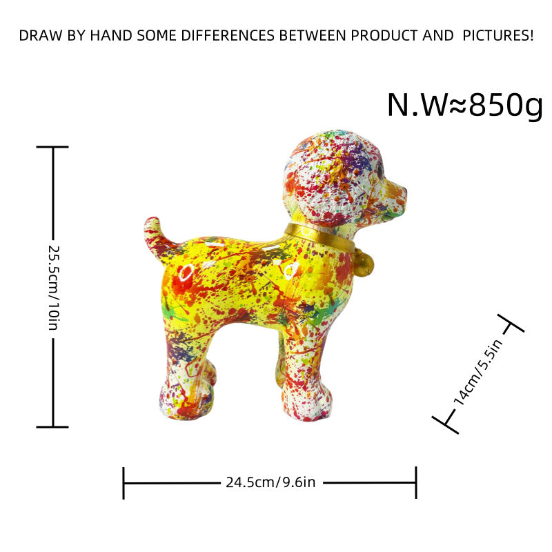 Artful dog sculpture with colorful design Bowlift