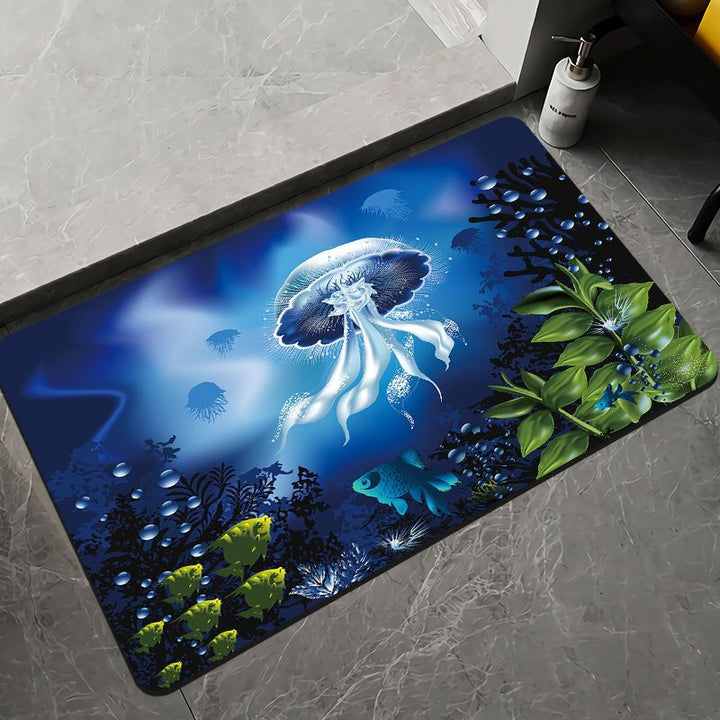 Elegant Floral Design Bath Mat Bowlift