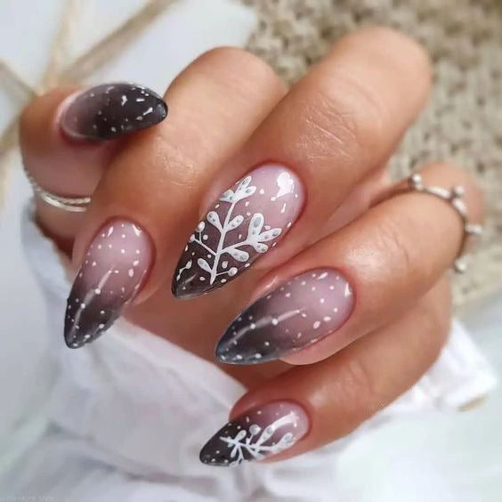 Elegant Ombre Floral Press-On Nail Set Bowlift