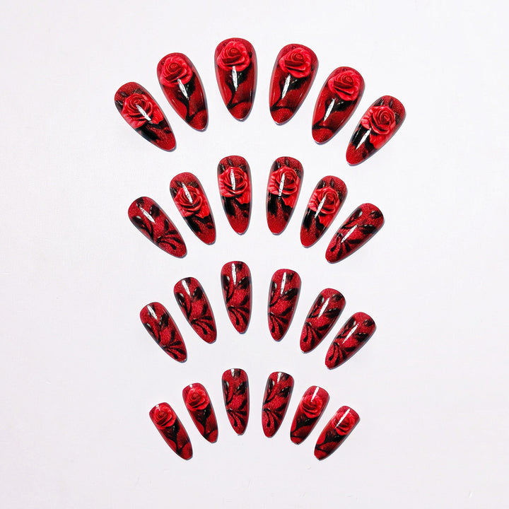 Creative Art Nails with Elegant Rose Designs Bowlift