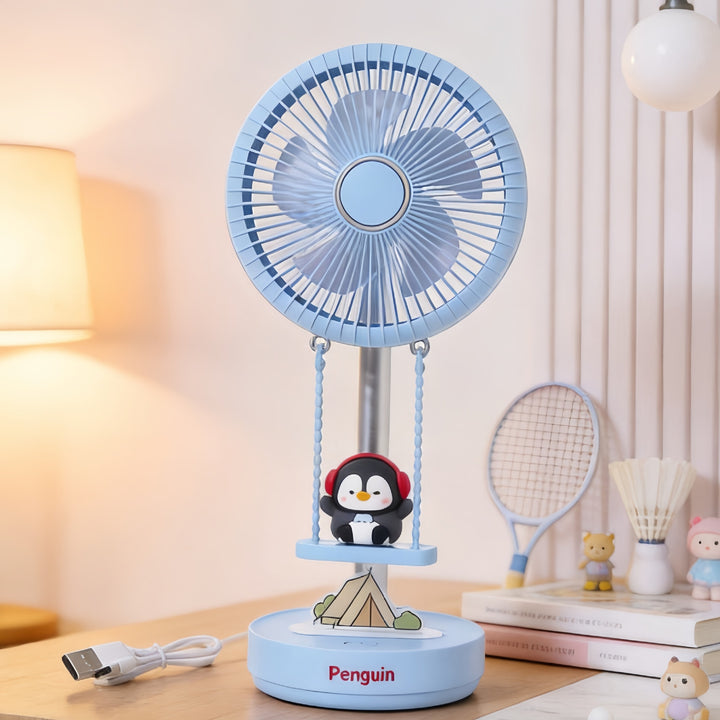 Women's table fan with cute penguin design and USB charging function Bowlift