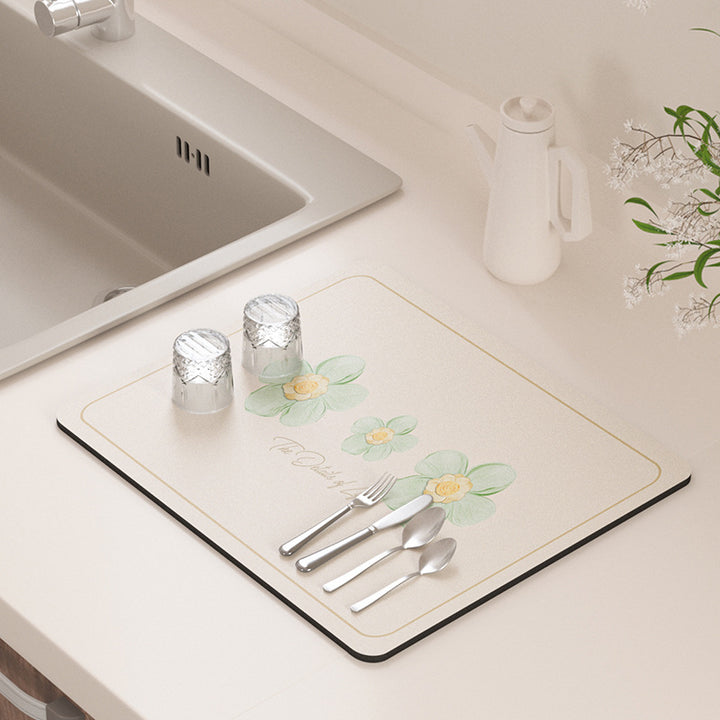 Floral Design Kitchen Drying Mat
