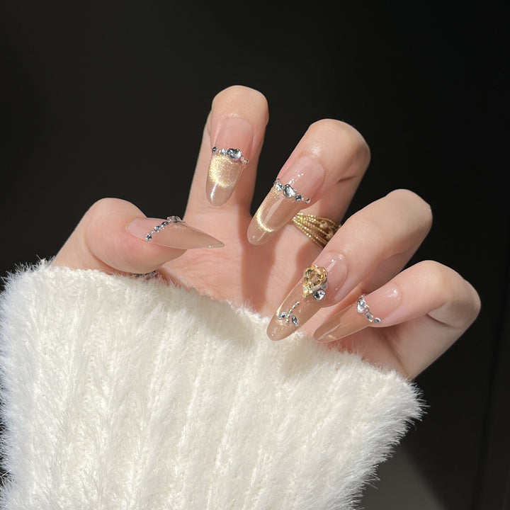 Glamorous Crystal-Studded Stiletto Press-On Nails Bowlift