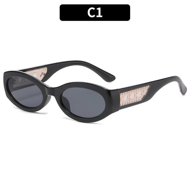 Fashionable Retro Oval Frame Sunglasses
