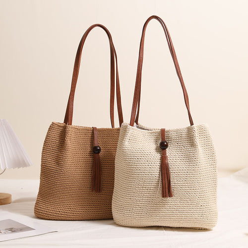 Hand-crocheted shoulder bag with leather details Bowlift