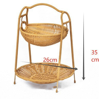 Two-Tiered Woven Fruit Display Stand Bowlift