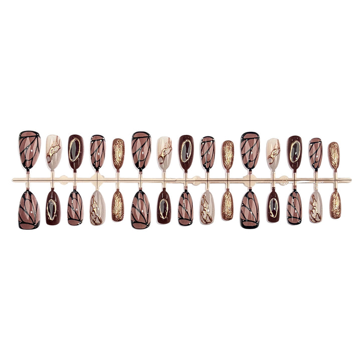Premium Artificial Nail Set with Elegant Designs Bowlift
