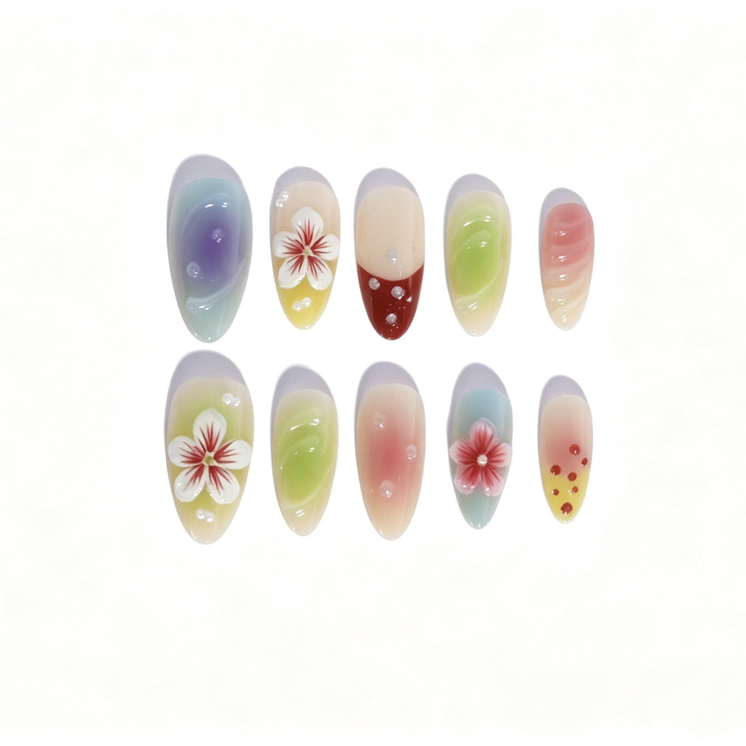 Artistic Floral Gradient Press-On Nail Set Bowlift
