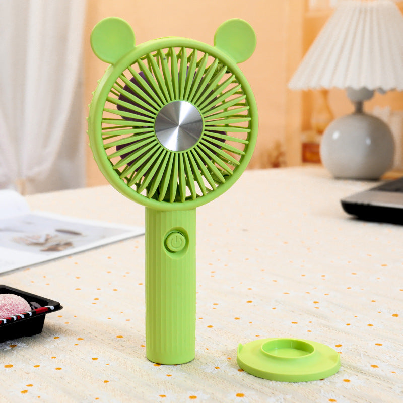 Women's Portable Hand Fan with Animal Ears Bowlift