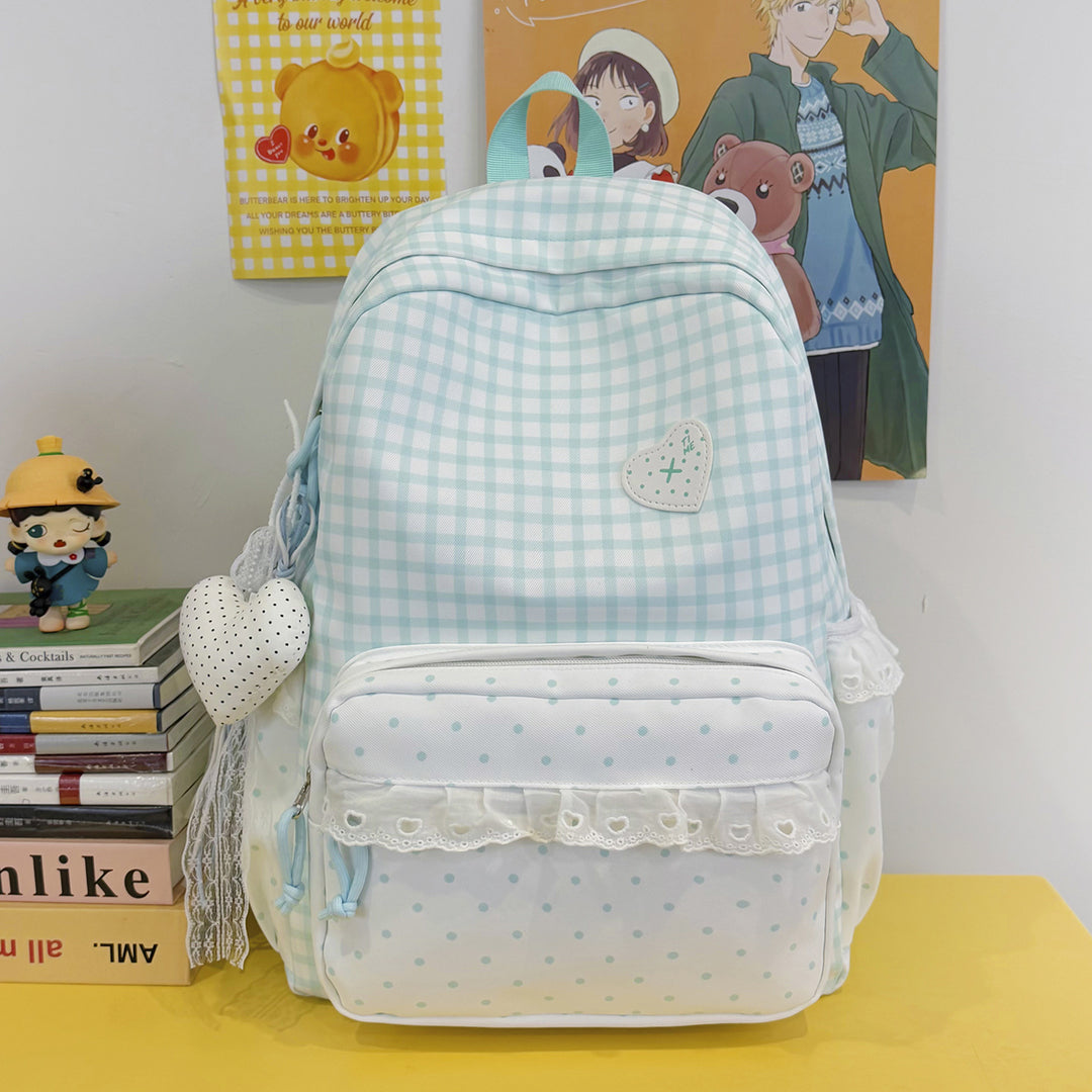 Playful Gingham Print Backpack
