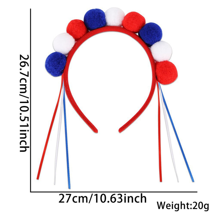Women's Independence Day patriotic pompom headband with tinsel star toppers Bowlift