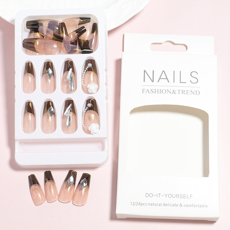 Decorative Press-On Nail Set with 3D Accents Bowlift