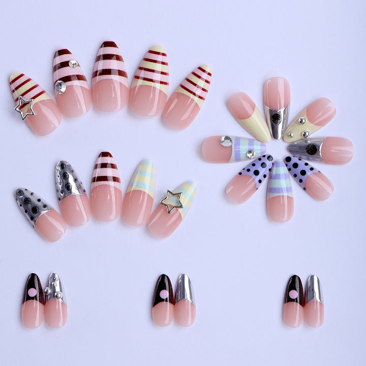 Artificial nails with creative design and sparkling accents Bowlift