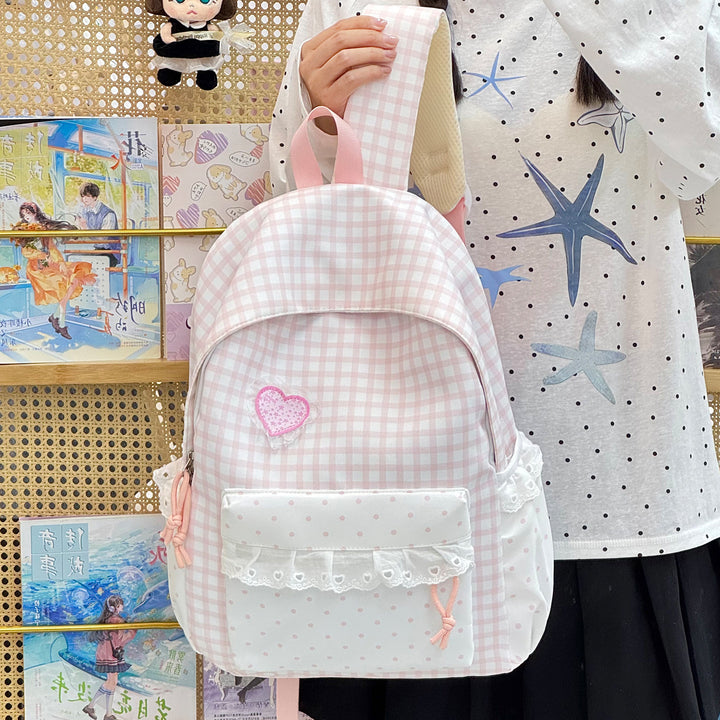 Stylish Checked Backpack Bowlift