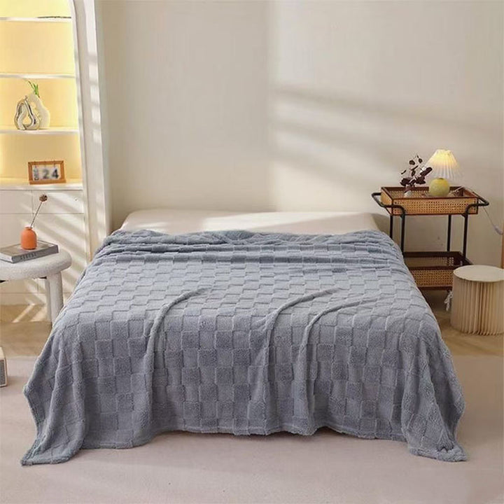 Women Plush Bedspread with Textured Design Bowlift