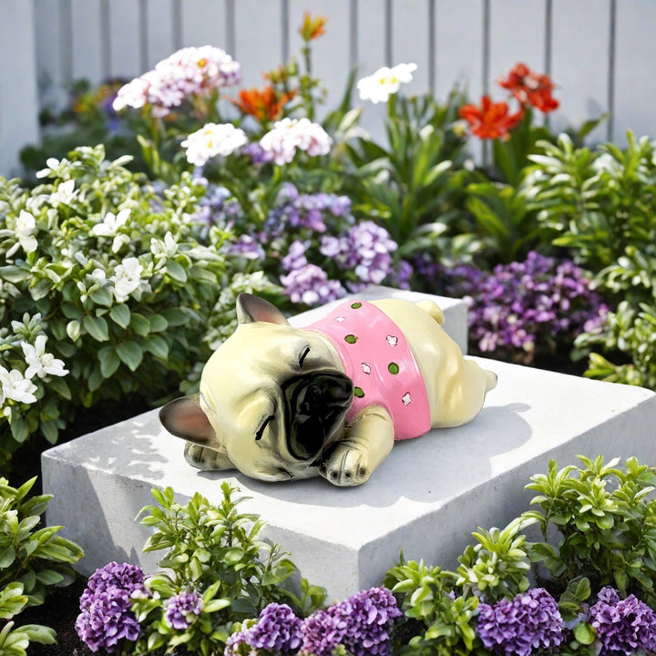 Decorative Sleeping Bulldog Figure Bowlift