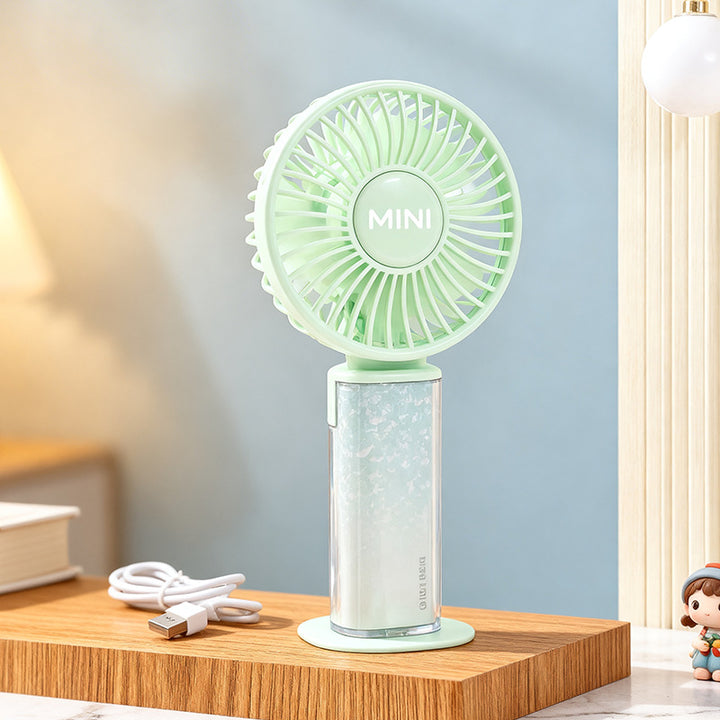Women's Portable Hand Fan with Flexible Tilt and USB Charging Bowlift